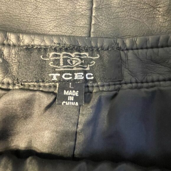 TCEC Faux Leather Mini Skirt w/Zippers L - Picture 5 of 7